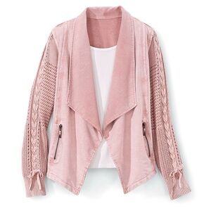 Northstyle Pink Draped-Front French Terry Jacket in blush